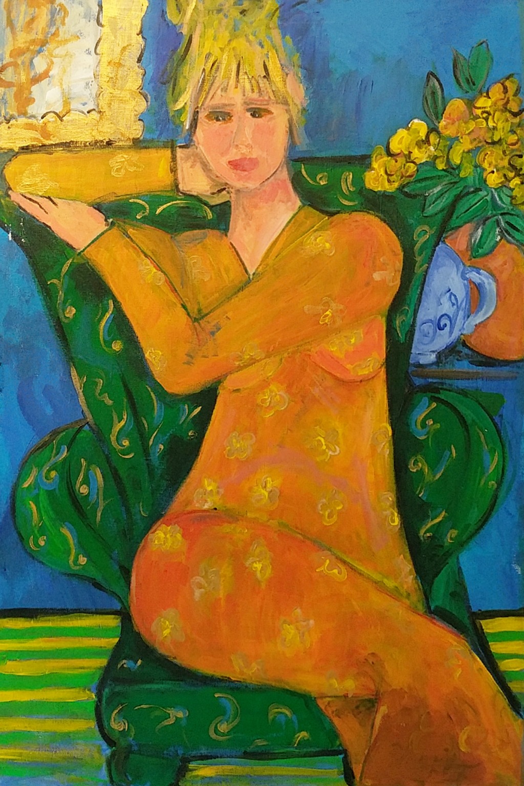 16. Lady in an orange dress